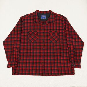 VTG Pendleton Board Shirt Mens XXL Plaid Red Wool Flap Pockets Loop Collar
